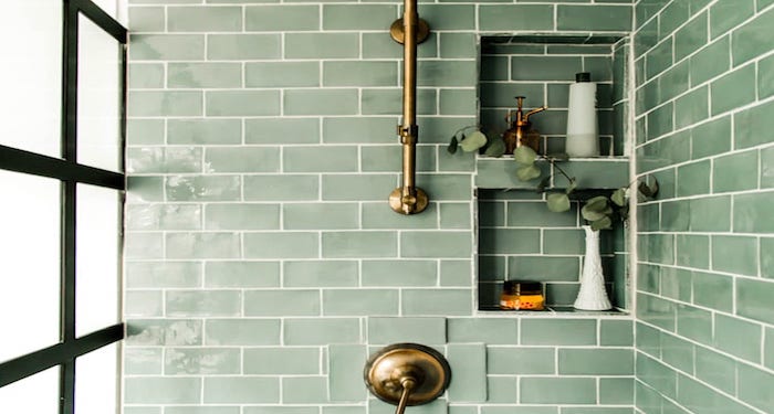 Green bathroom tiling