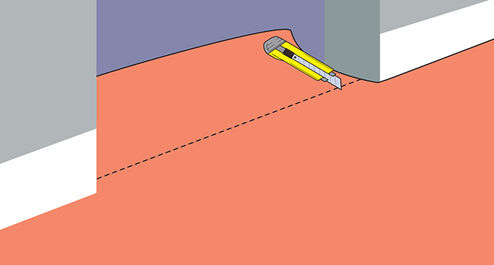 trim carpet around architrave and doorframe